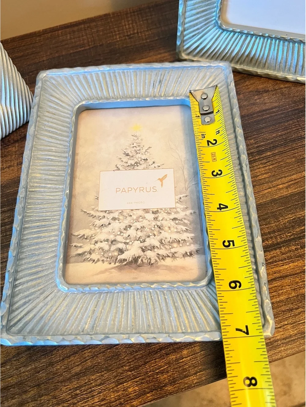 Lot of 3  PAPYRUS metallic seafoam blue and ivory Picture frames